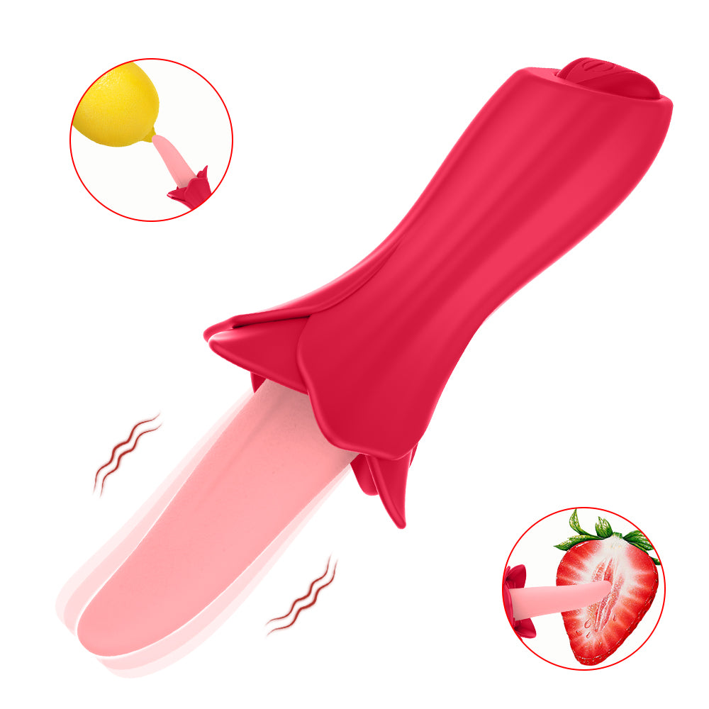 Roter Vibrator mit Erdbeer-Design