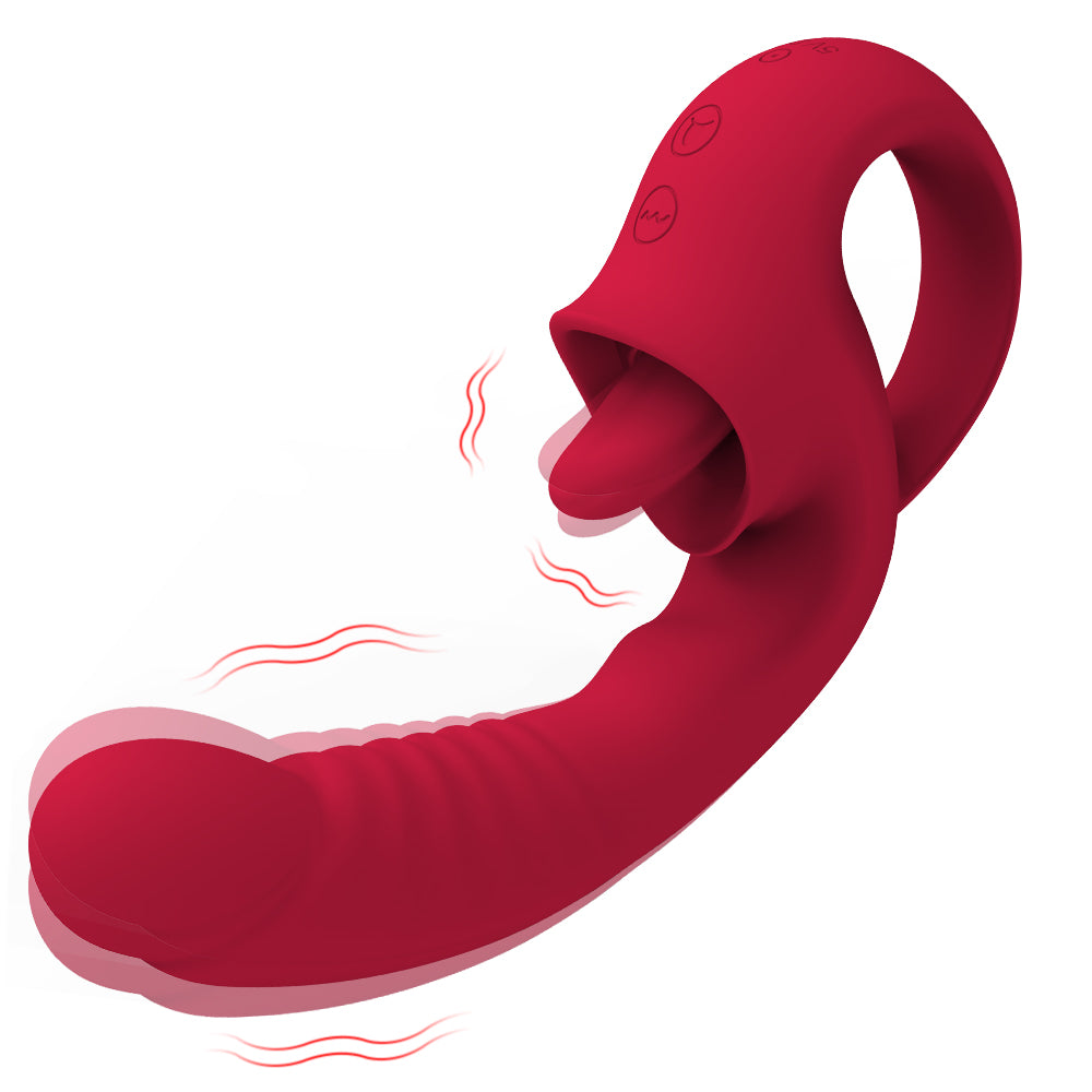 Rotes, vibrierendes Sexspielzeug mit Zunge