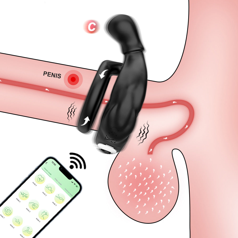 Illustration eines Penis-Massagegeräts mit App