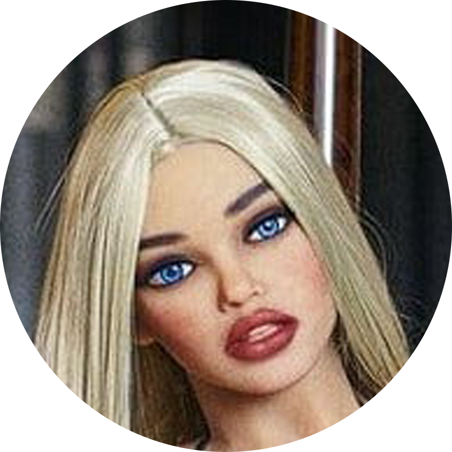 Blonde Sexpuppe mit blauen Augen
