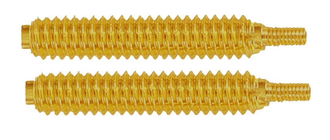 Zwei goldene, geriffelte Zylinder