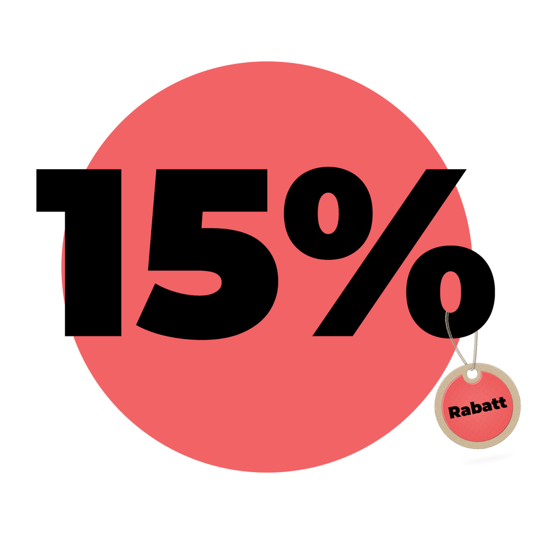 15% Rabatt-Anzeige mit Etikett