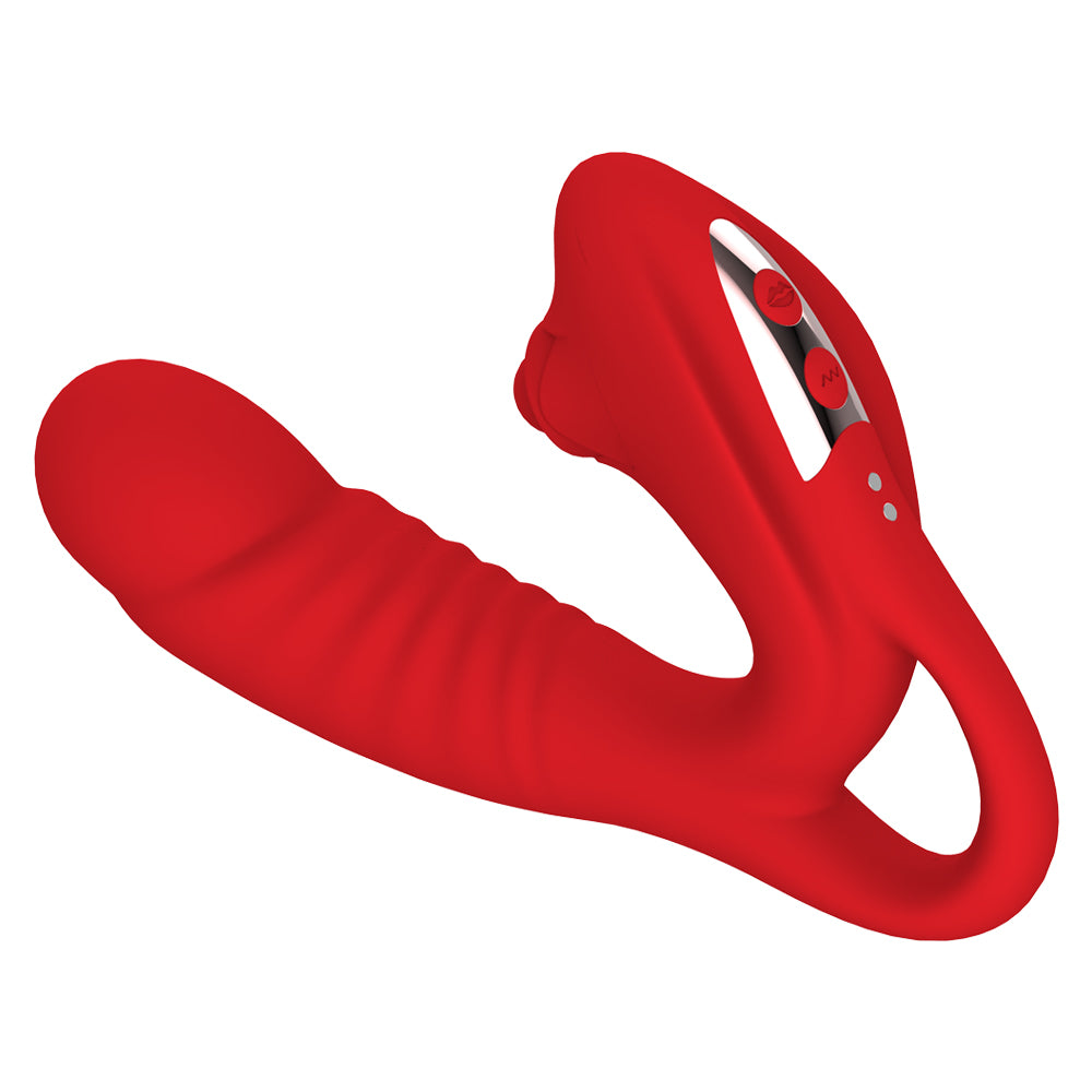Rotes, ergonomisches Sexspielzeug mit Knöpfen