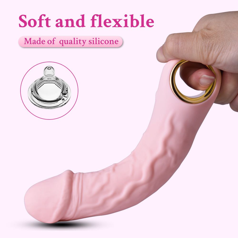 Silikon-Dildo, handgehalten, rosa, flexibel