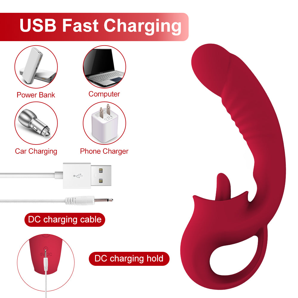 Roter Vibrator mit Ladeoptionen