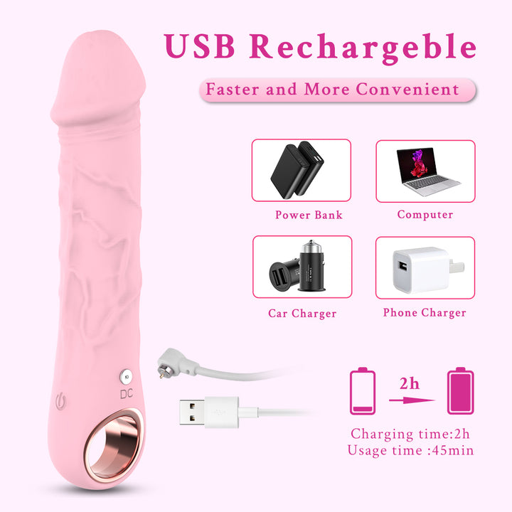 Rosa Vibrator mit USB-Ladefunktion