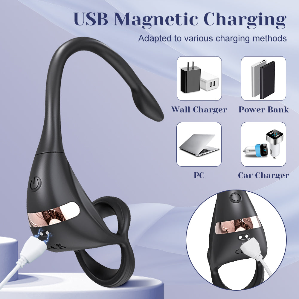 Schwarzes Prostata-Massagegerät mit USB-Ladekabel