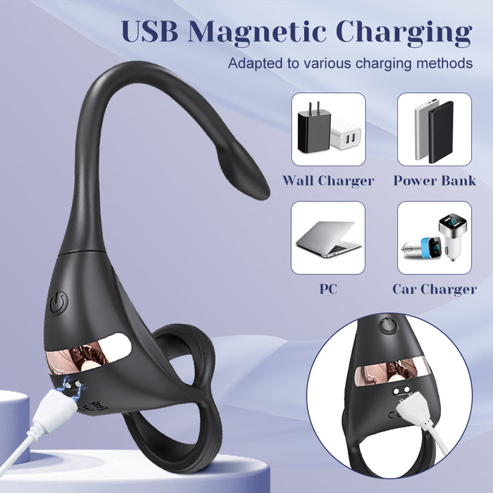 Schwarzes Prostata-Massagegerät mit USB-Ladekabel