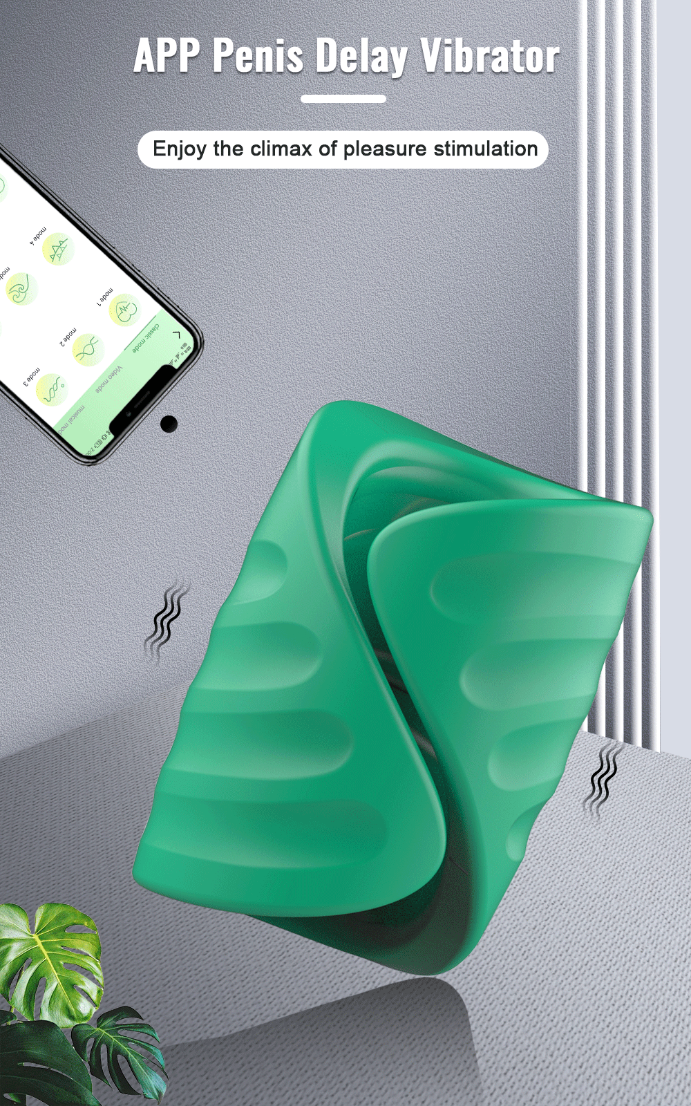 Grüner Penisverzögerungs-Vibrator mit App