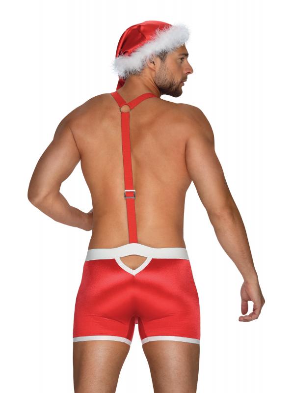 Mann trägt erotische Weihnachtsunterwäsche