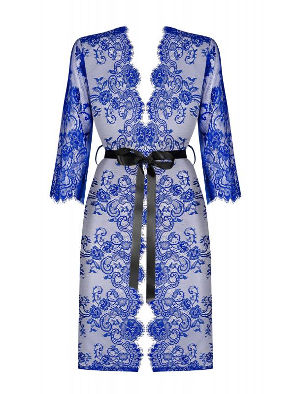 Kobaltfarbener Kimono aus Spitze - Blau