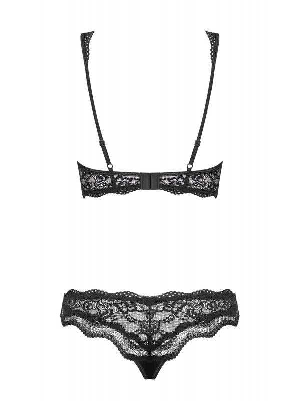 Schwarze Spitzenunterwäsche Set