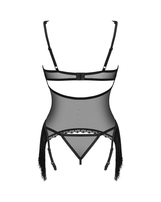 Schwarzes Dessous mit Fransen