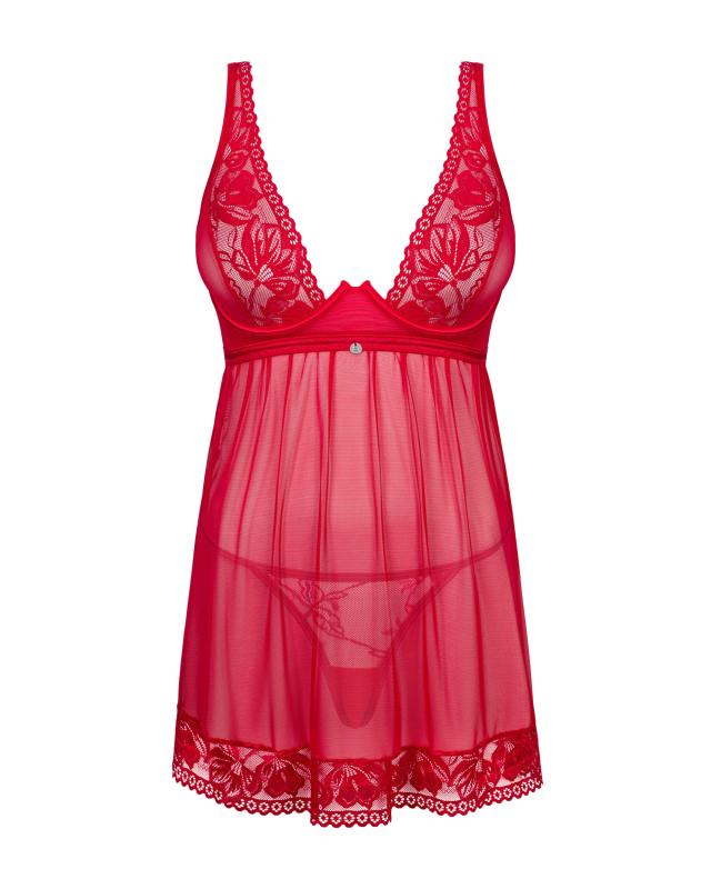 Rotes Spitzen-Nachthemd, transparent