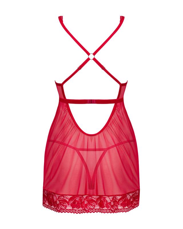 Rotes, transparentes Dessous-Top