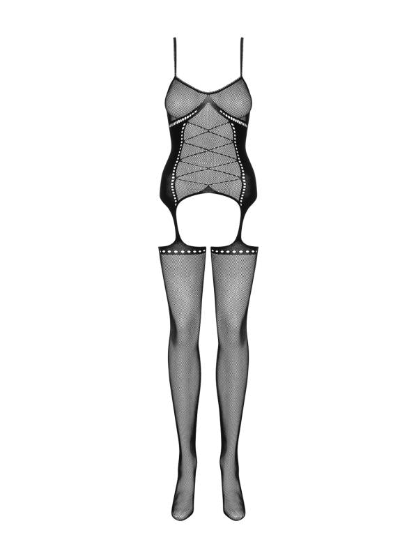 Schwarzer Netz-Bodystocking, erotische Kleidung