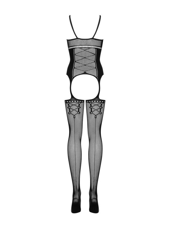 Schwarze Netzstrumpfhose mit Muster