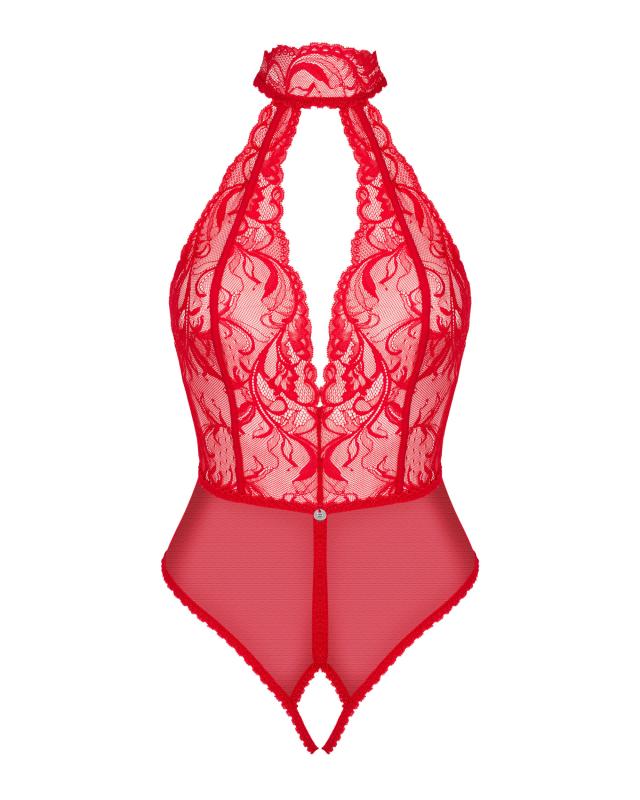 Rotes Spitzen-Dessous auf Weiß
